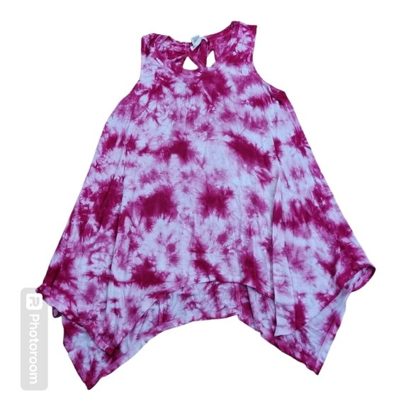 💕Indigo thread handkerchief hem tie die tank - Picture 1 of 6